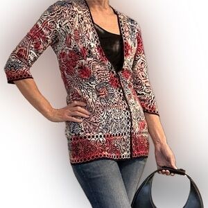 Feminine graphic print Nic+Zoe cardigan, size small